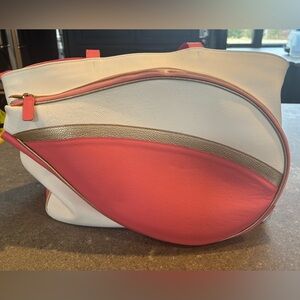 TERRIDA Italian Leather Tennis Bag Tote Shoulder Bag with Matching Accessory Bag